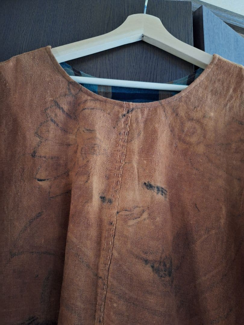 【お値下げ中】柿渋染め古布リメイクチュニック❣️