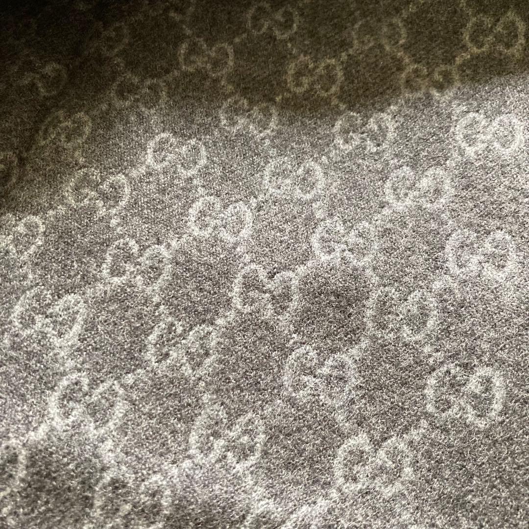 グッチ GUCCI ストール マフラー GG柄 グレー ウール100%