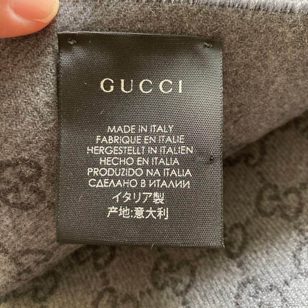 グッチ GUCCI ストール マフラー GG柄 グレー ウール100%