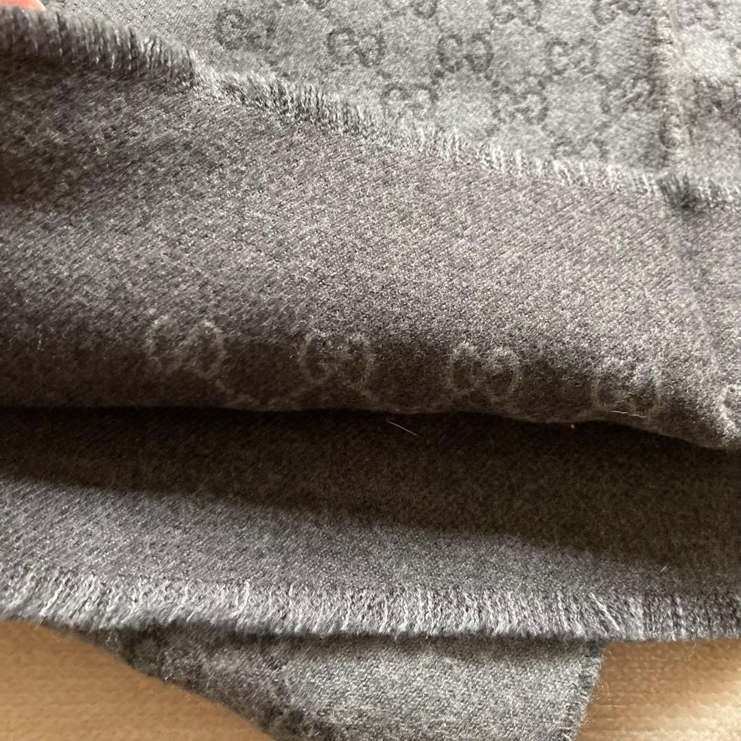 グッチ GUCCI ストール マフラー GG柄 グレー ウール100%