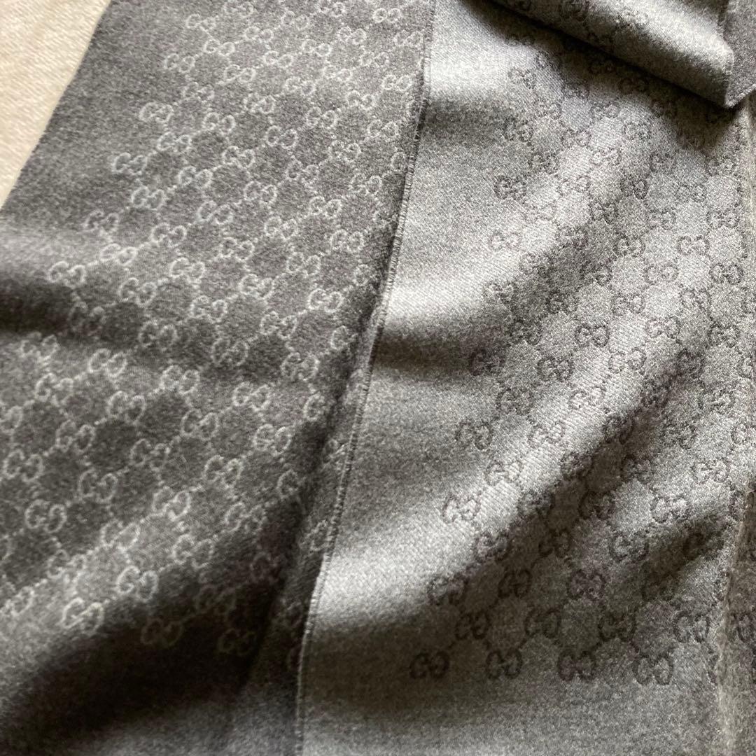 グッチ GUCCI ストール マフラー GG柄 グレー ウール100%