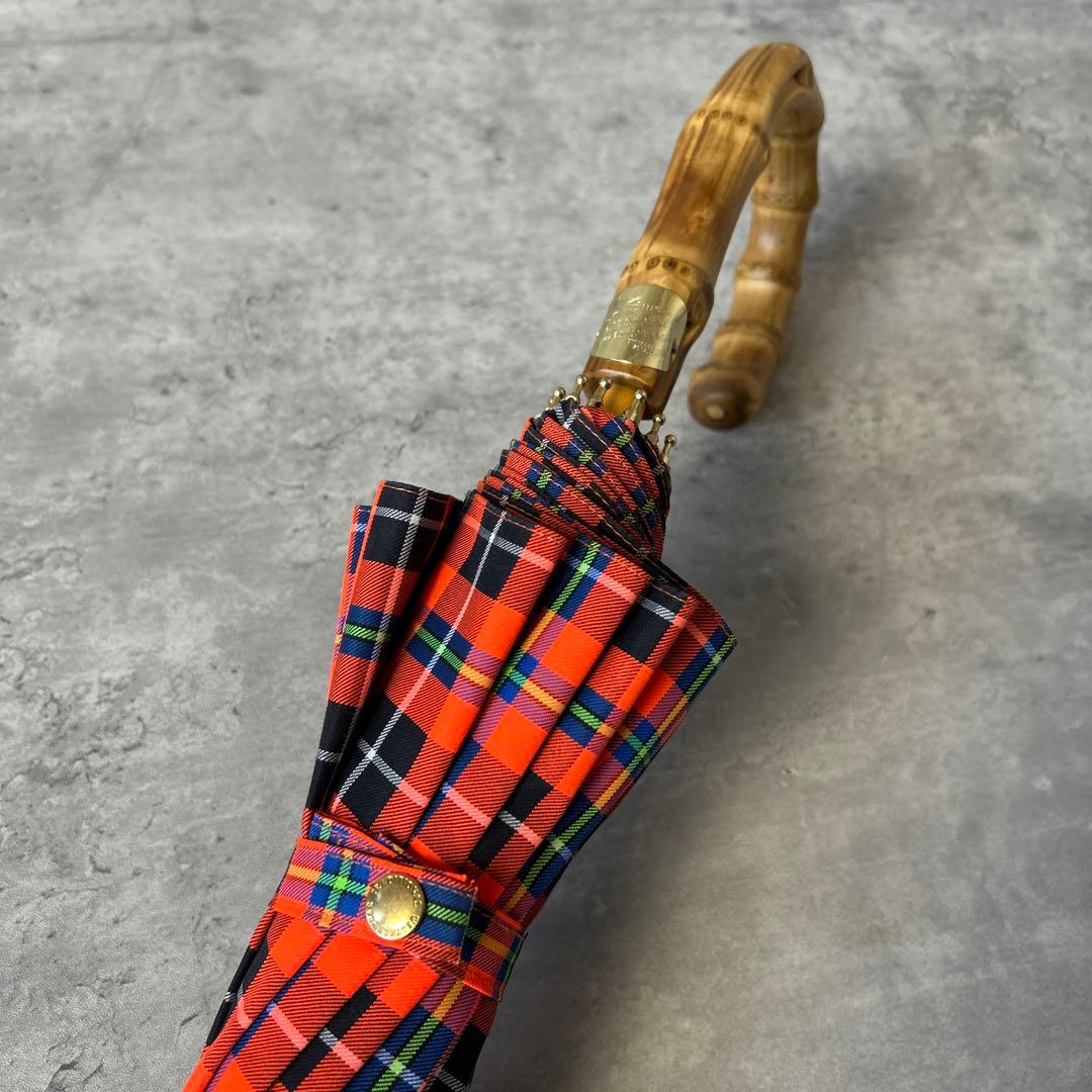 トラディショナルウェザーウェア アンブレラバンブー チェック柄 晴雨兼用傘 長傘