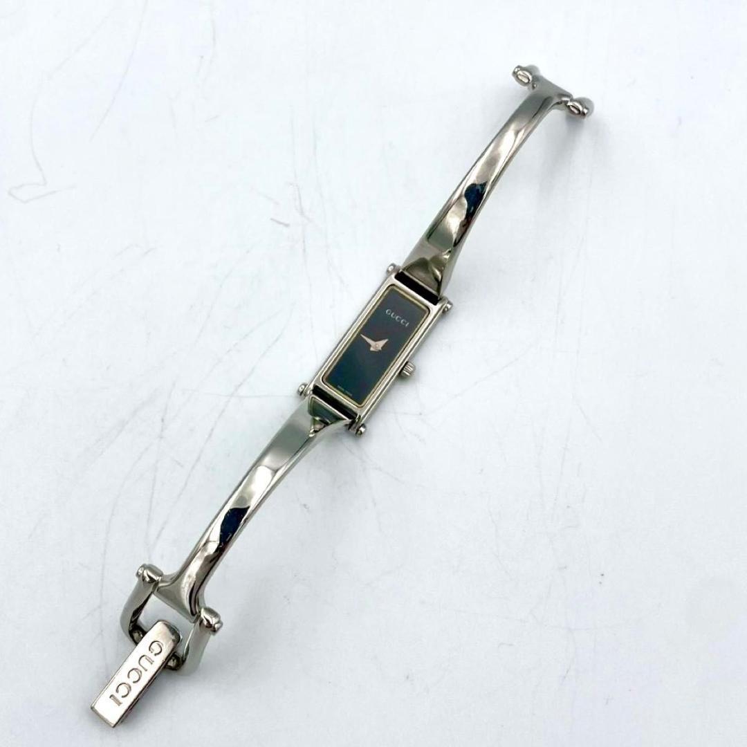 537 新品電池 グッチ 1500L 腕時計 クオーツ スクエア ブラック文字盤