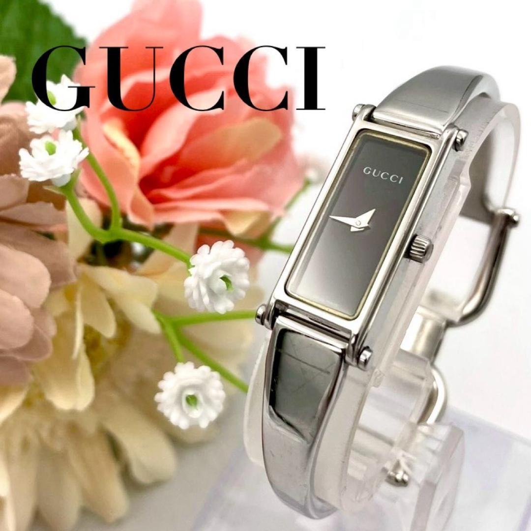 537 新品電池 グッチ 1500L 腕時計 クオーツ スクエア ブラック文字盤