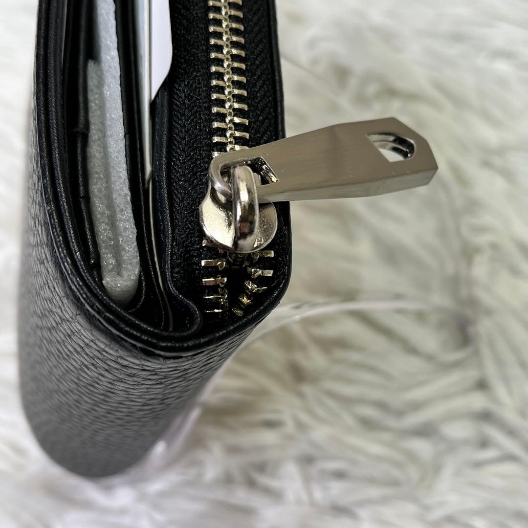 ブラックレーベルクレストブリッジ　✨二つ折りラウンドジップ財布　ブラック　レザー