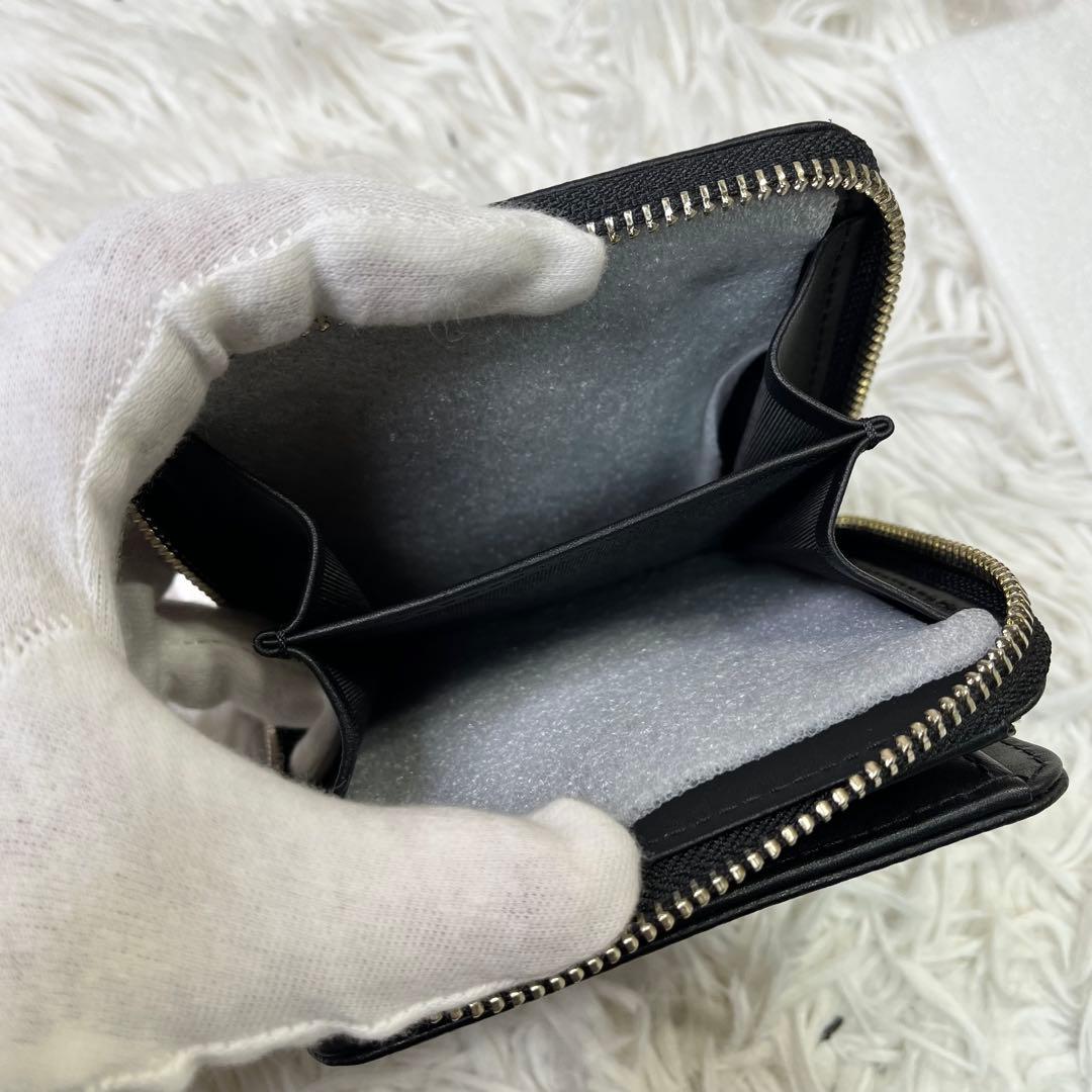 ブラックレーベルクレストブリッジ　✨二つ折りラウンドジップ財布　ブラック　レザー