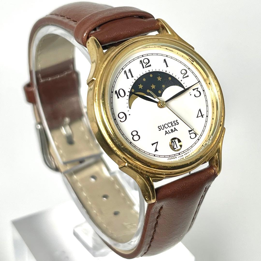 【新品電池/稼働品】セイコー アルバ サクセス ムーンフェイズ クォーツ 腕時計