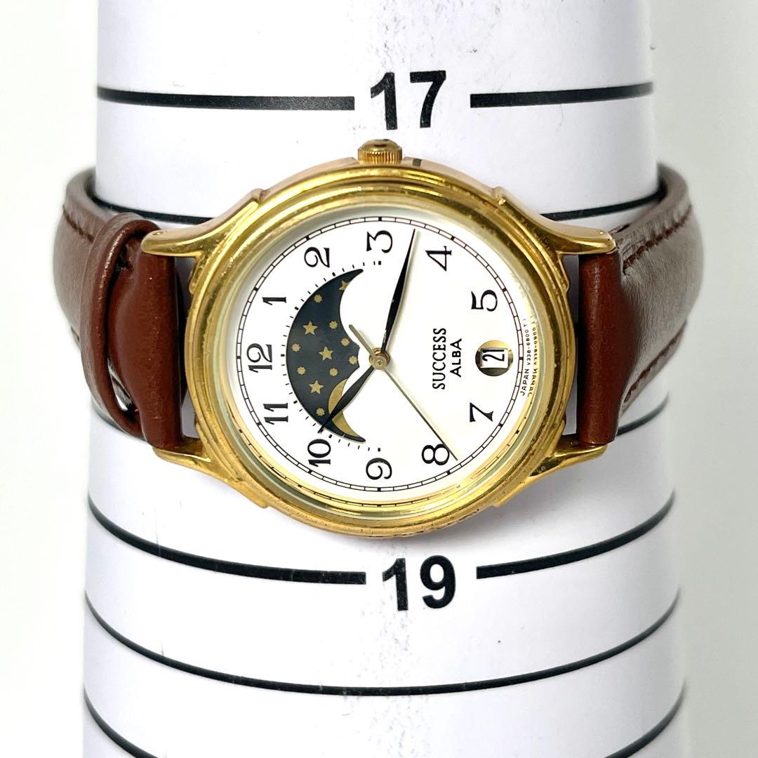 【新品電池/稼働品】セイコー アルバ サクセス ムーンフェイズ クォーツ 腕時計