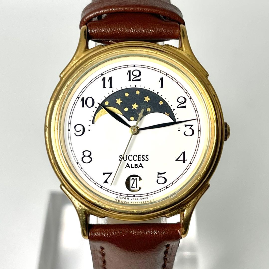 【新品電池/稼働品】セイコー アルバ サクセス ムーンフェイズ クォーツ 腕時計