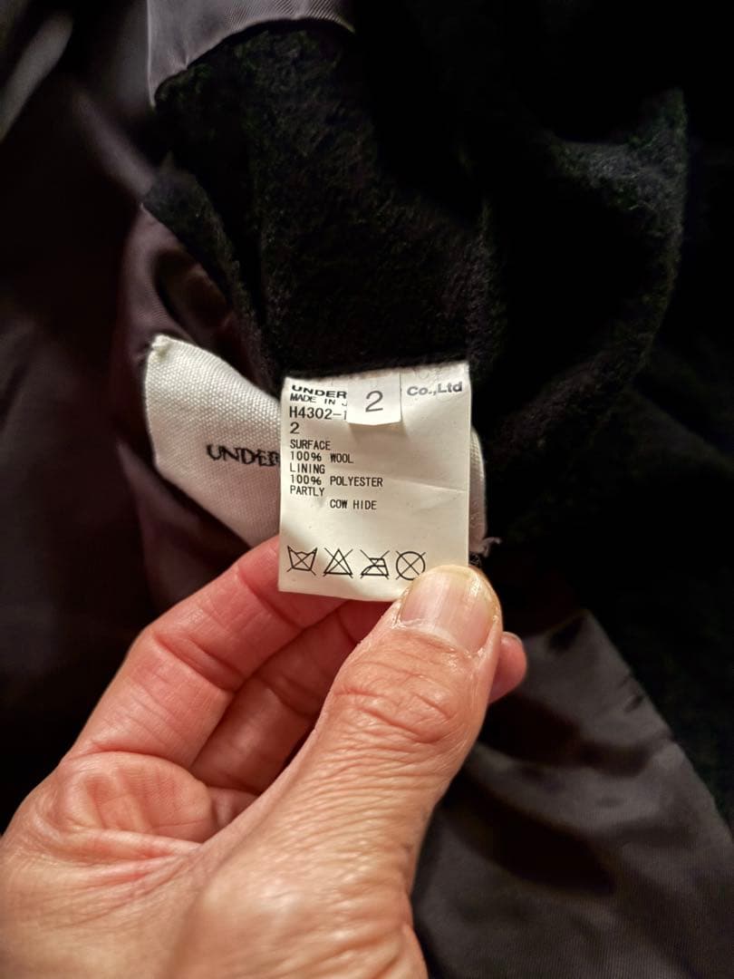 ジョニオ着　アンダーカバー　縮絨ウールチェスターコート