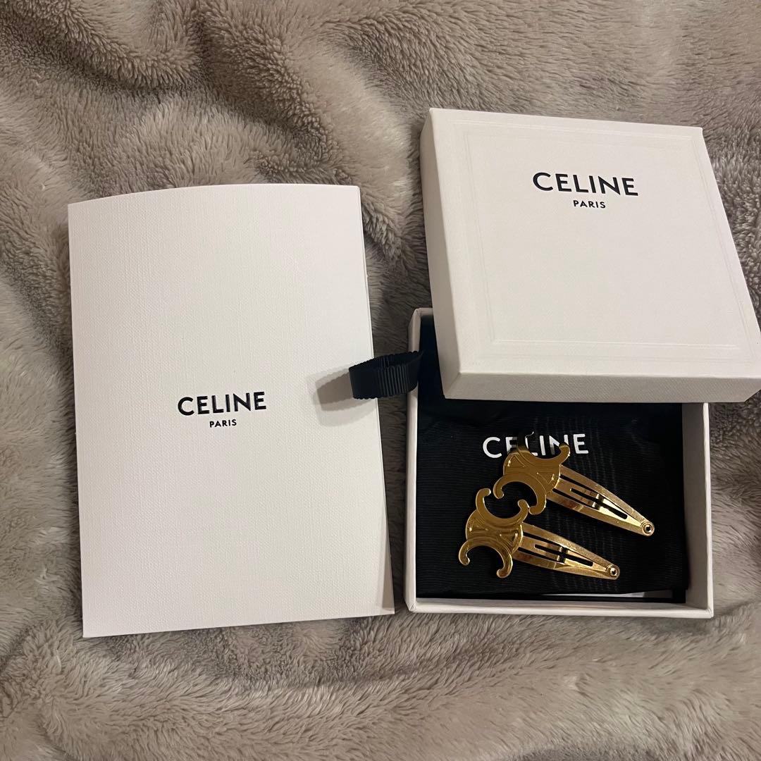 CELINE スナップ ヘアクリップ ピン ゴールド 1つのみ