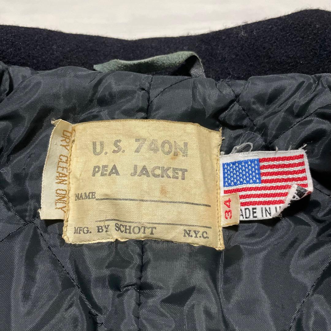 Schott ショット 740N USA製 キルティング ウール ピーコート　黒