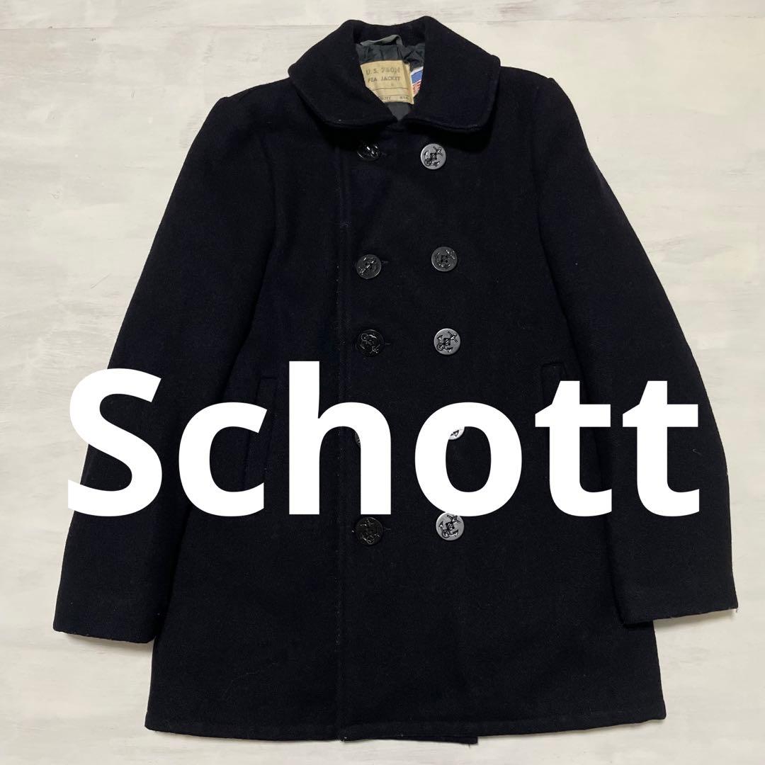Schott ショット 740N USA製 キルティング ウール ピーコート　黒