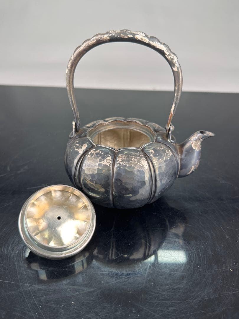 松榮堂 銀製 かぼちゃ型水差しと茶碗5個セット