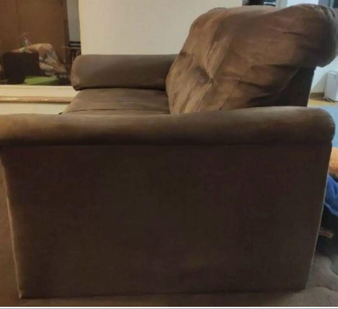 IKEA 2人掛けソファ 中古 ブラウン スエード風 送料無料