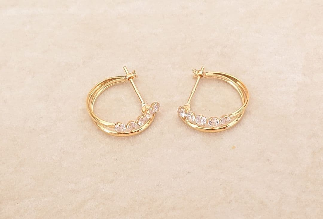 新品未使用☆K18×ダイヤ ピアス フープピアス