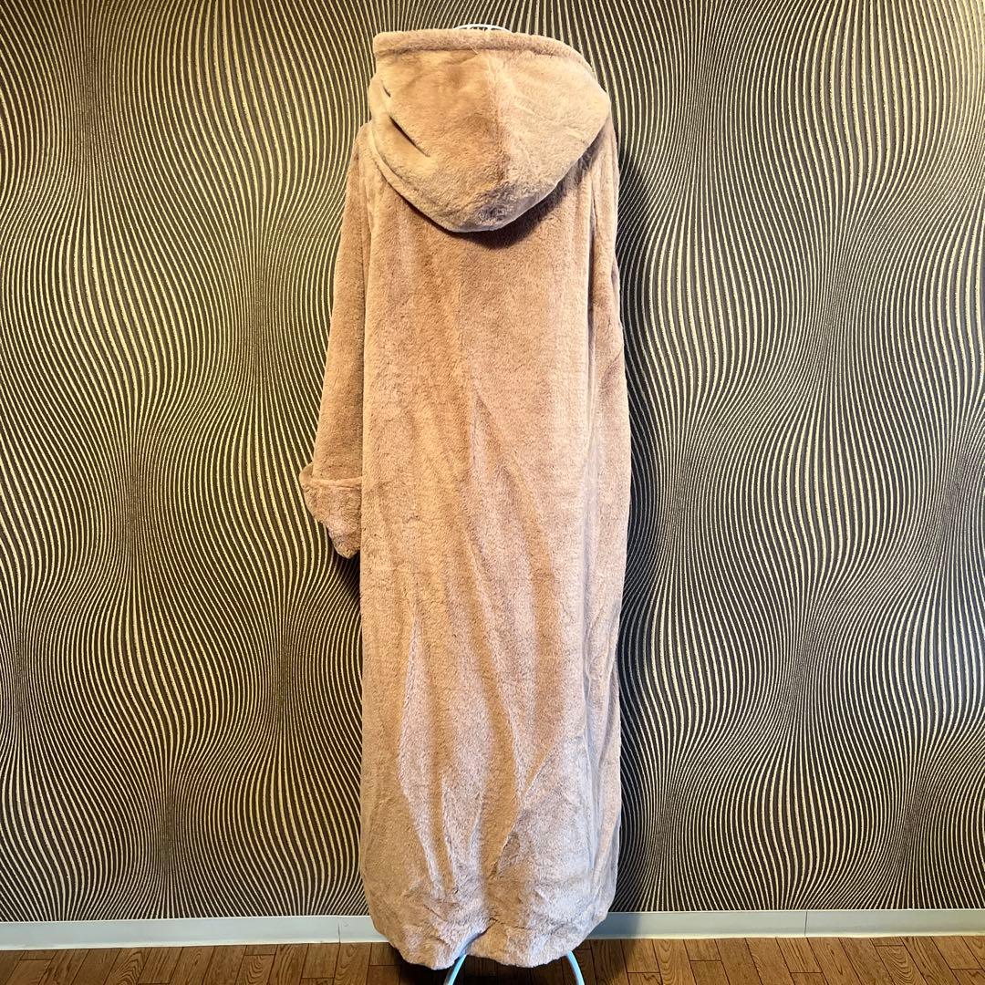 N 新品　CANDAY モコモコ マックス マキシ コート　ミルクティー