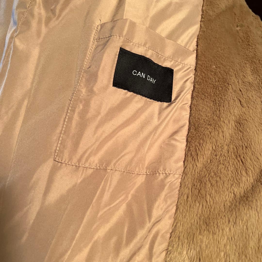 N 新品　CANDAY モコモコ マックス マキシ コート　ミルクティー