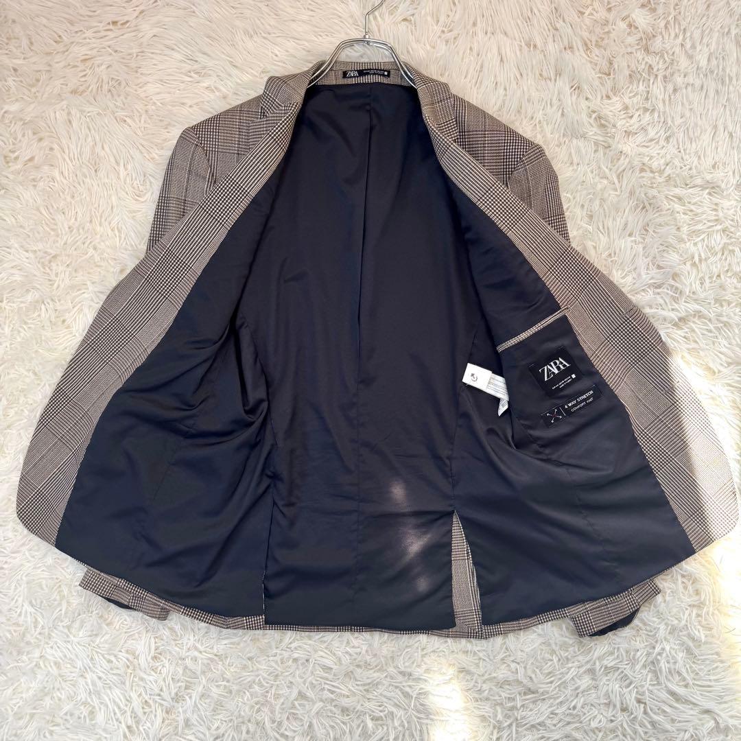【美品】ZARA グレンチェック 4WAY ストレッチ スーツ 38 L