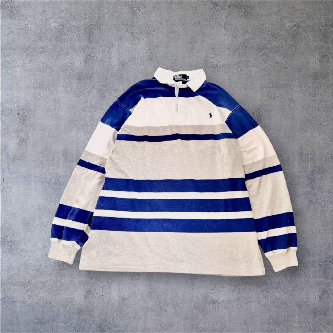 90s ラルフローレン ラガーシャツ USA製 L ビッグサイズ