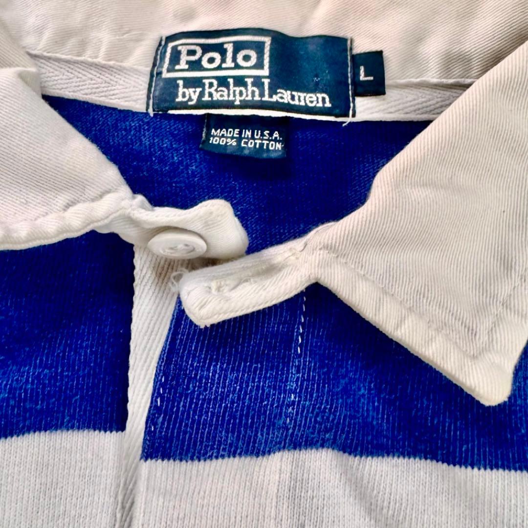 90s ラルフローレン ラガーシャツ USA製 L ビッグサイズ