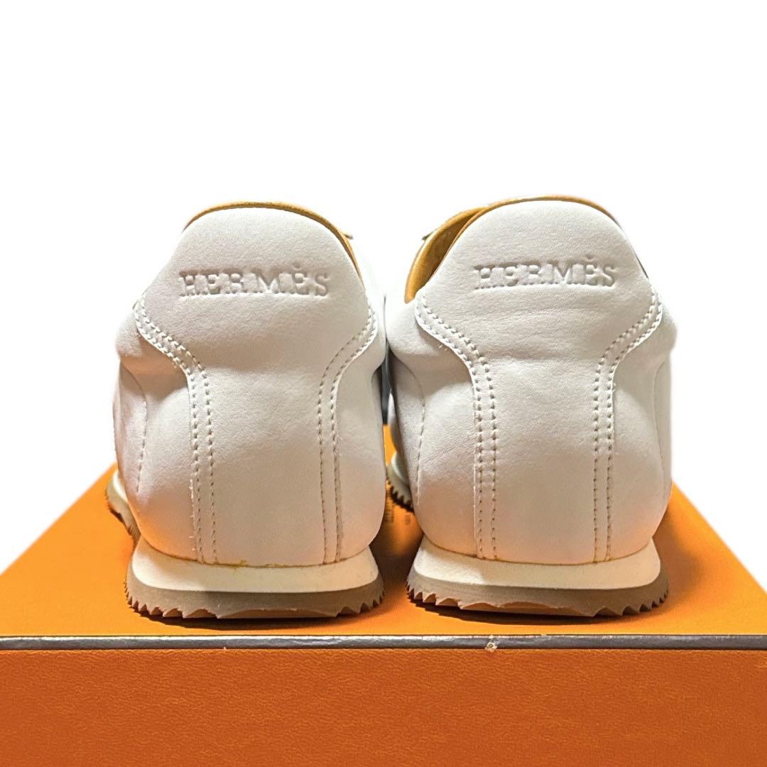エルメス　新品　36 ホワイトレザースニーカー 箱付き