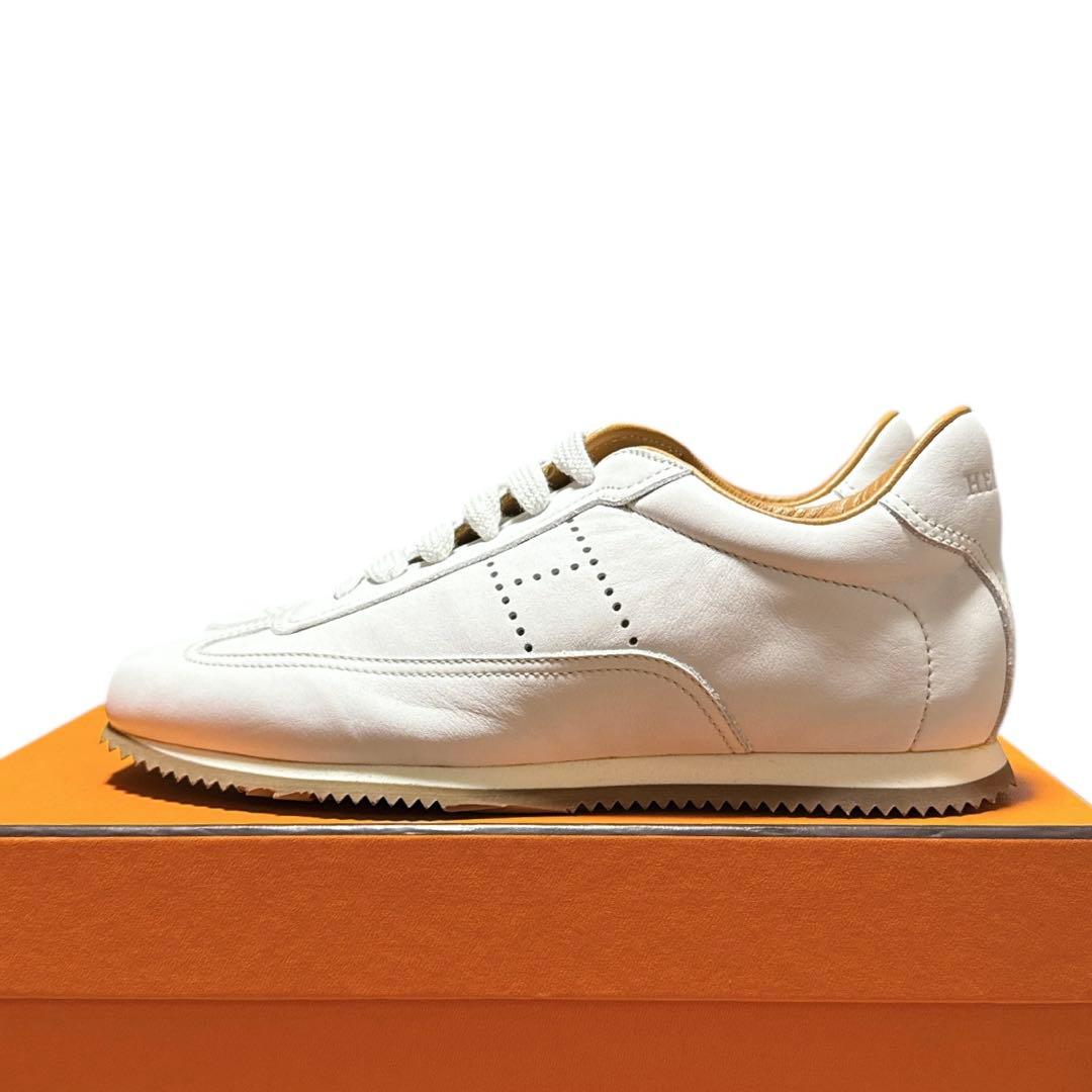 エルメス　新品　36 ホワイトレザースニーカー 箱付き