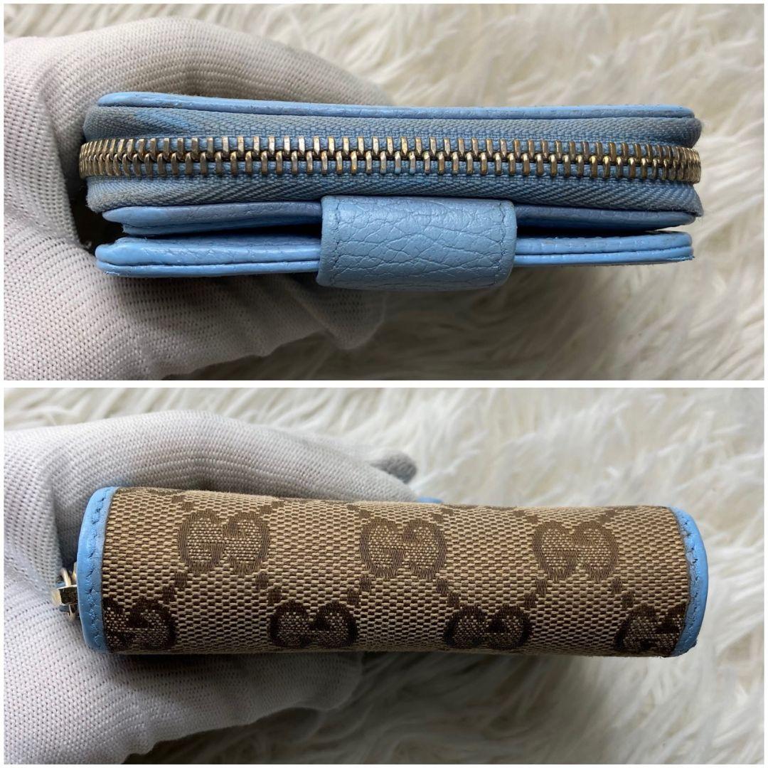極美品✨グッチgucci GG キャンバスラウンドジップ折財布