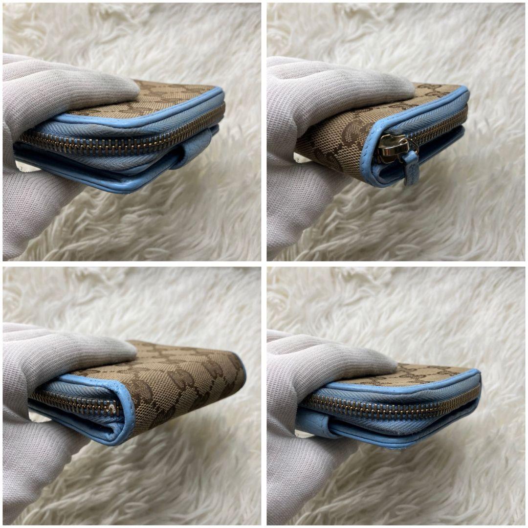 極美品✨グッチgucci GG キャンバスラウンドジップ折財布