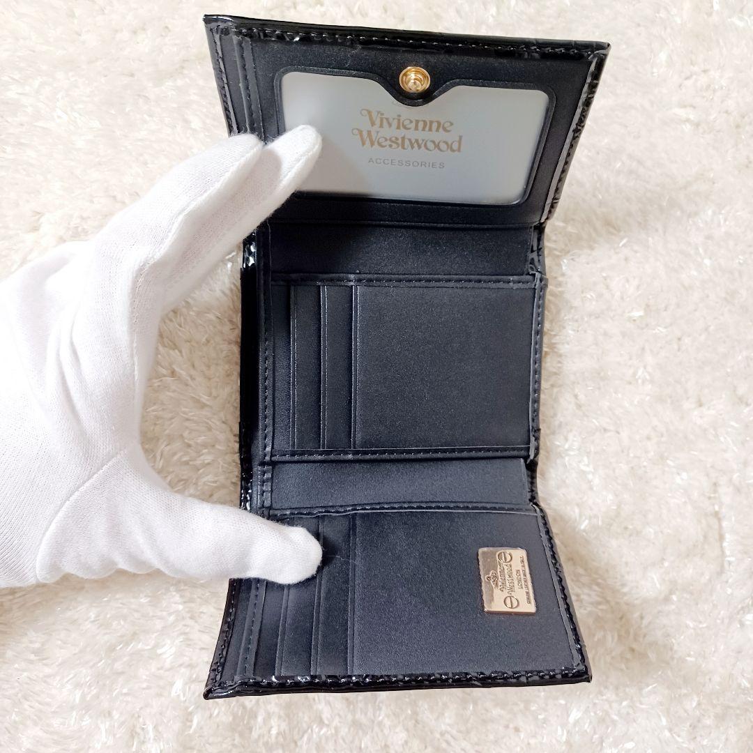 ✨新品✨箱付　VivienneWestwood　三つ折り財布　エナメル　ブラック