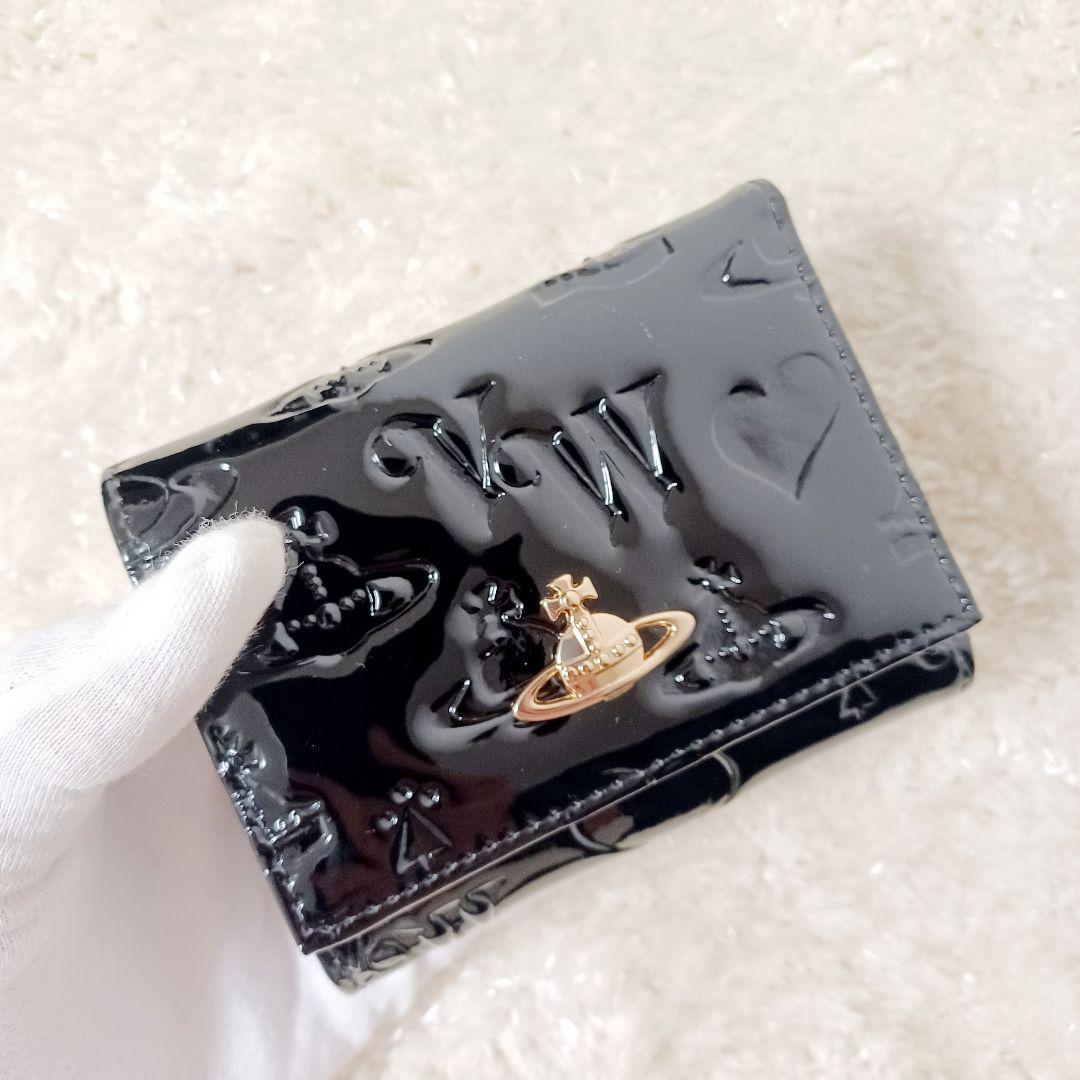 ✨新品✨箱付　VivienneWestwood　三つ折り財布　エナメル　ブラック