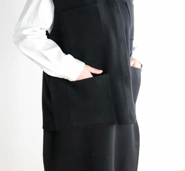 【新品タグ付】mizuiro ind ミズイロインド 襟付きワイドベスト 黒