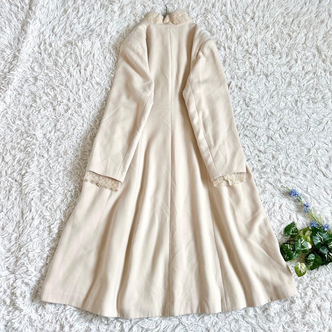 美品⁂びーどろぽえむ⁂ロングコート　レース　刺繍　フリル　アンゴラ　Aライン