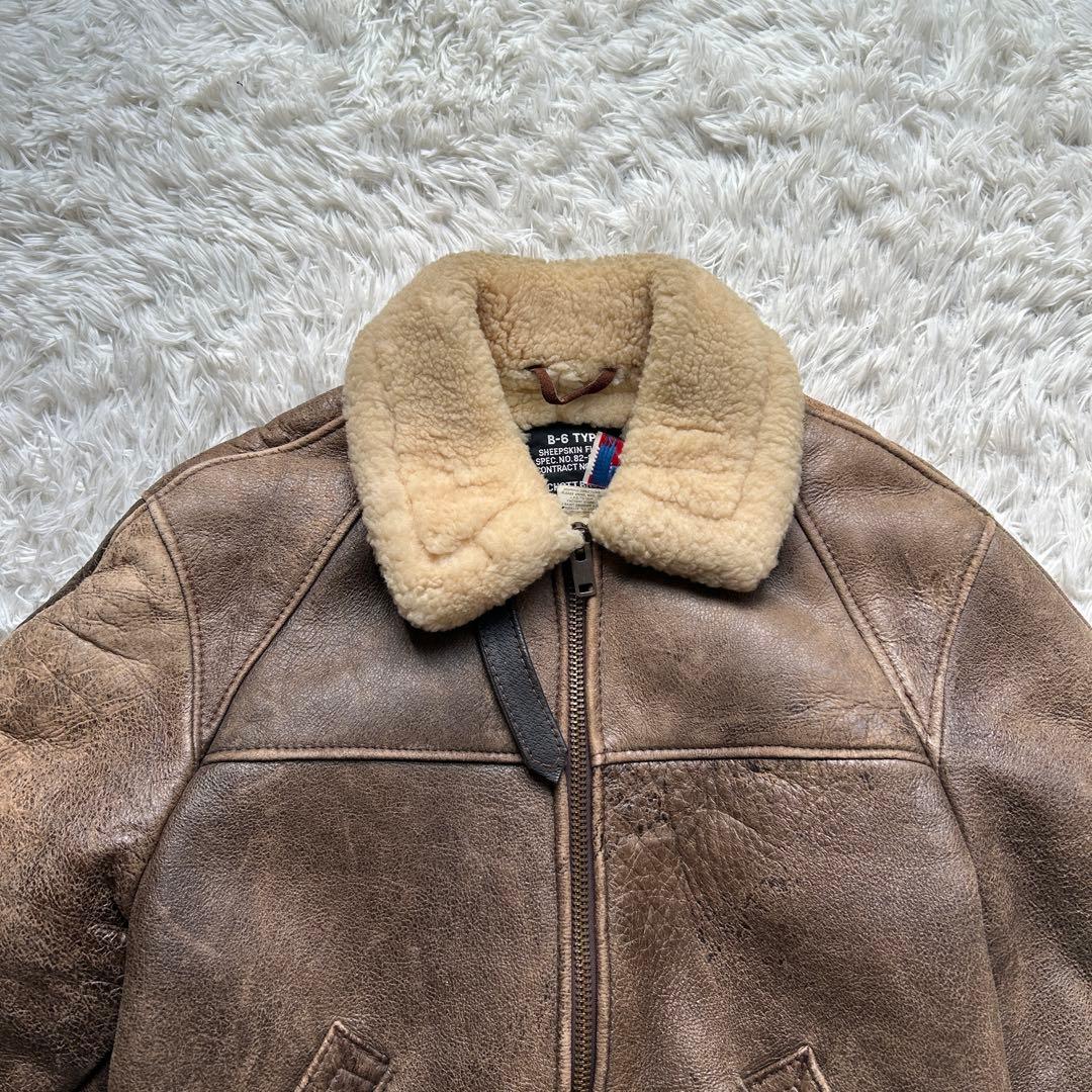 美品 ショット B-6 ムートン フライトジャケット USA製 L相当 レザー