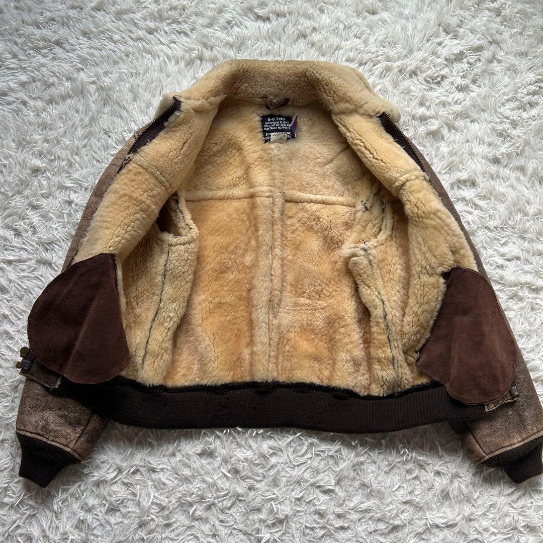 美品 ショット B-6 ムートン フライトジャケット USA製 L相当 レザー