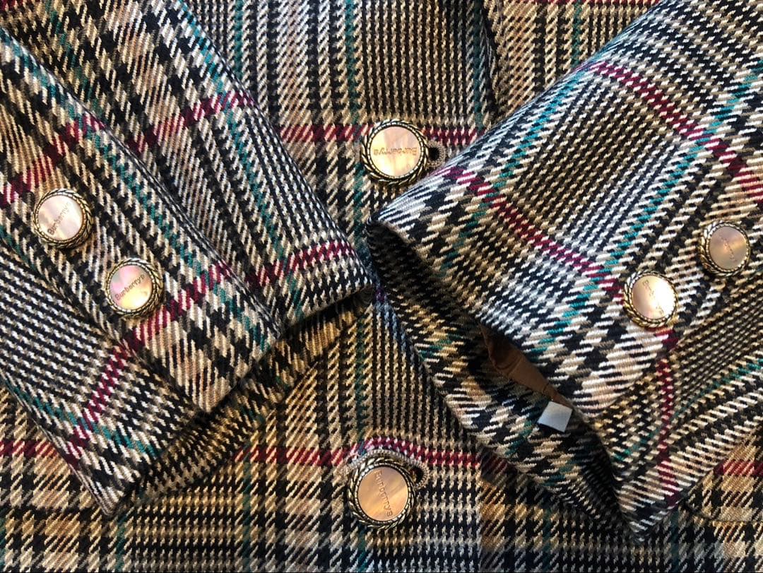 【希少美品】Burberrys バーバリー チェック　シルク　シェルボタン　M