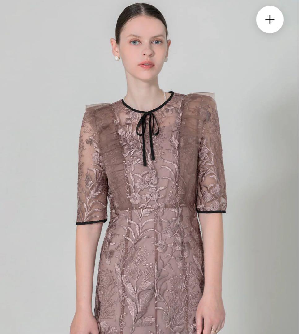 【Leja】レースパイピングフリルマーメイドワンピースドレス