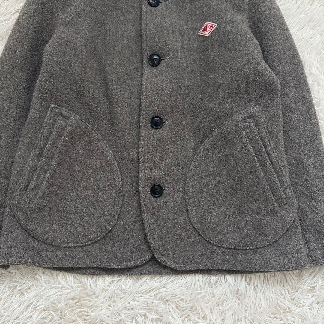 ダントン ライトパイル ウール モッサ カラーレスジャケット ブラウン系 S
