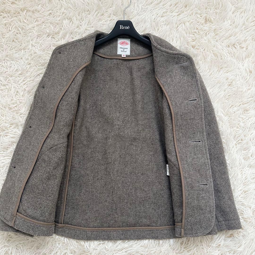 ダントン ライトパイル ウール モッサ カラーレスジャケット ブラウン系 S