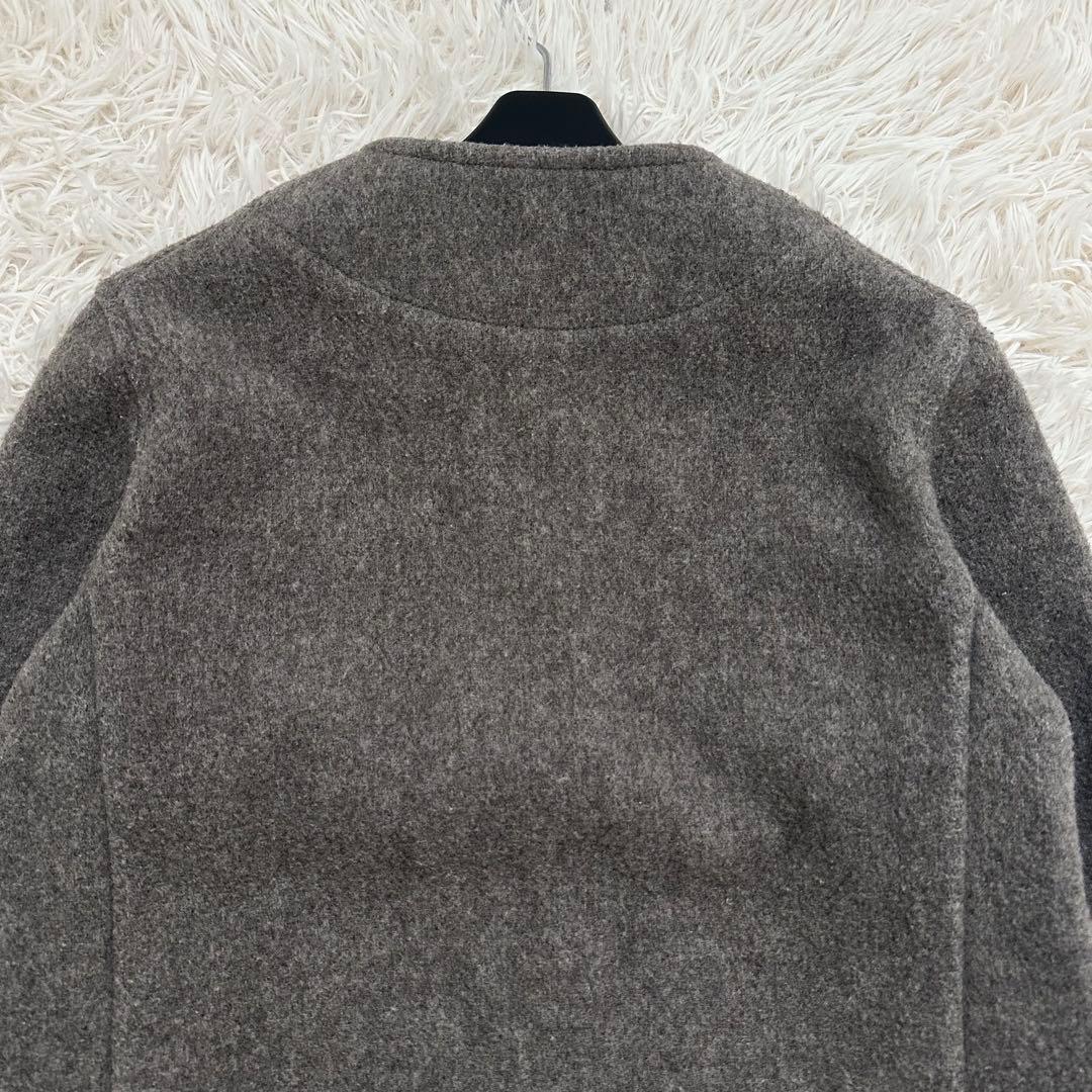 ダントン ライトパイル ウール モッサ カラーレスジャケット ブラウン系 S