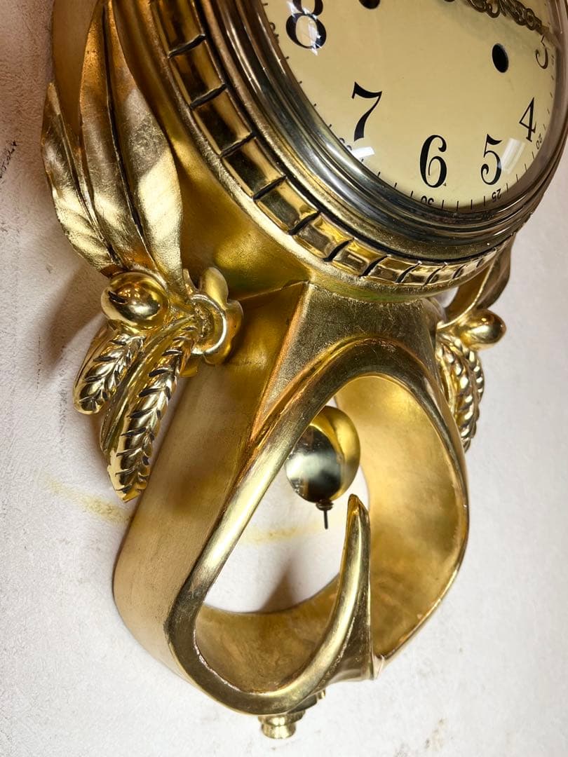 ユニーク型　ドイツ？　柱時計　古時計　振り子　アンティーク　レトロ　ゼンマイ