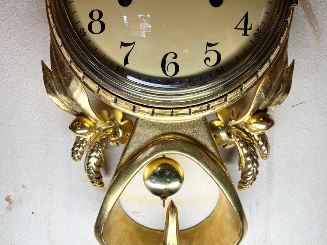 ユニーク型　ドイツ？　柱時計　古時計　振り子　アンティーク　レトロ　ゼンマイ