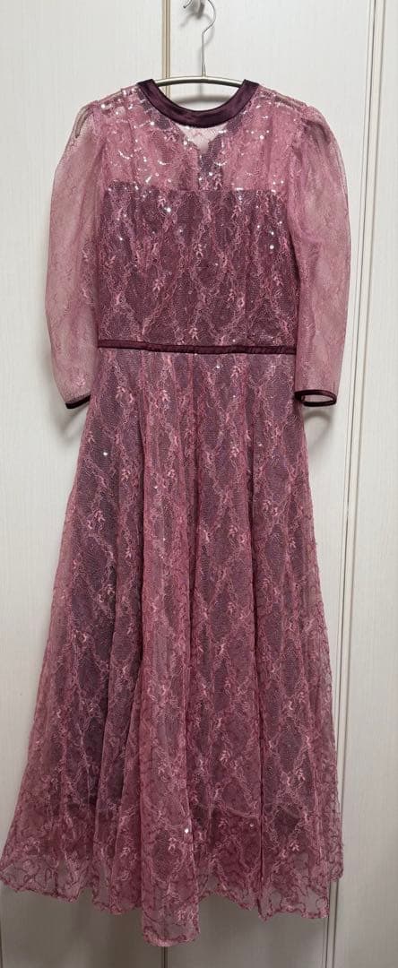 snidel スナイデル　スパークルレースドレス　ピンク　結婚式　オケージョン