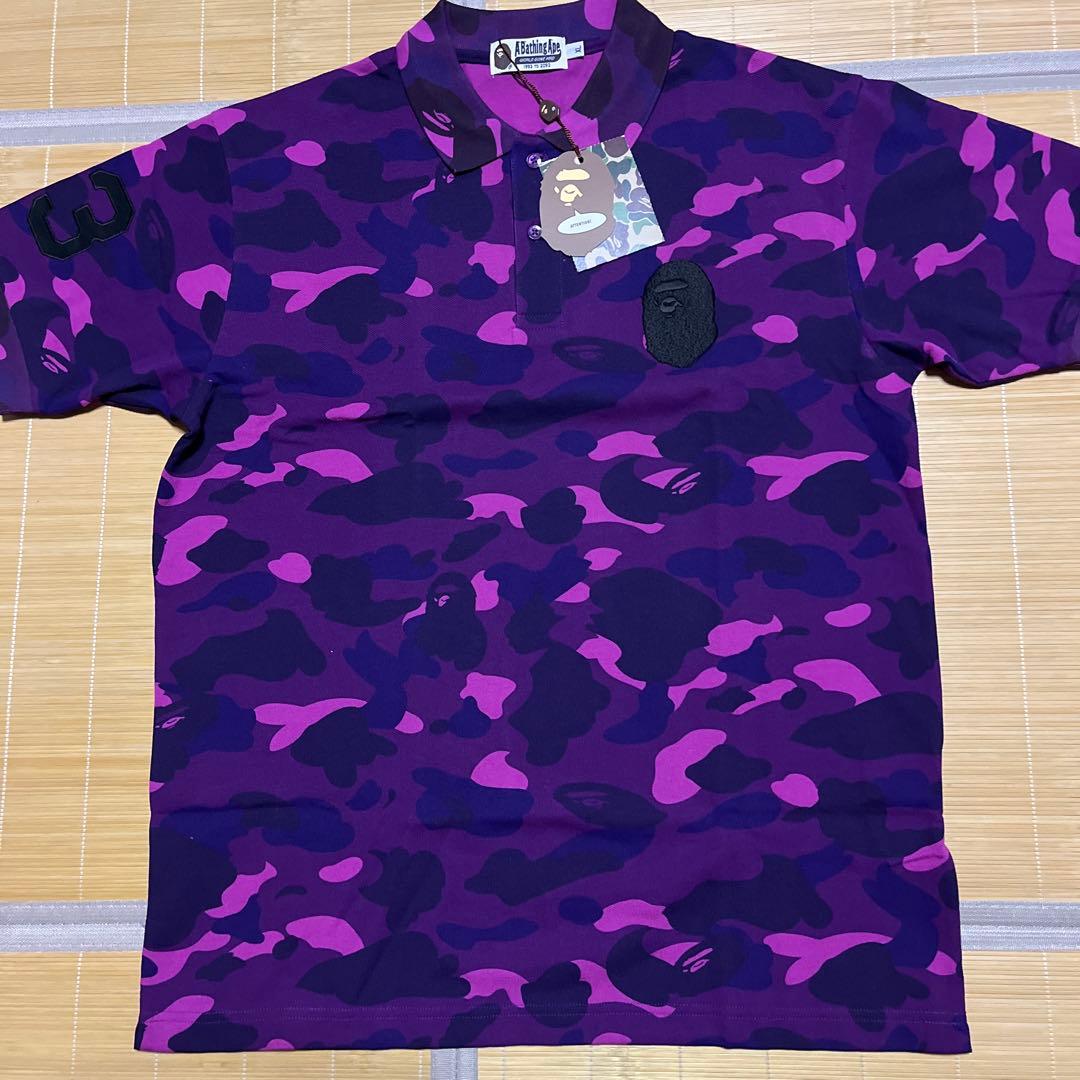 A BATHING APE BAPE PURPLE CAMO ポロシャツ　シャツ
