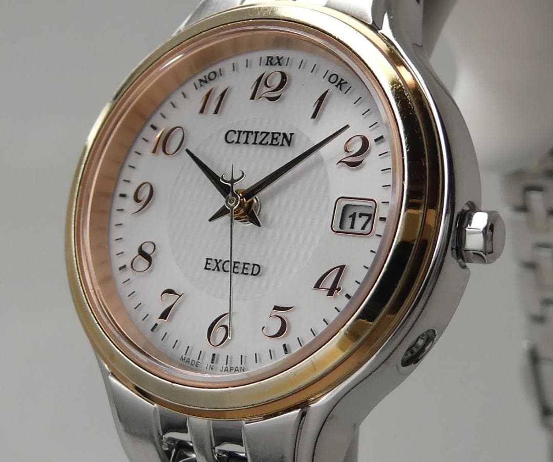 ✴美品稼働品 エクシード 電波ソーラー チタン ドレスウオッチ 17.5㎝