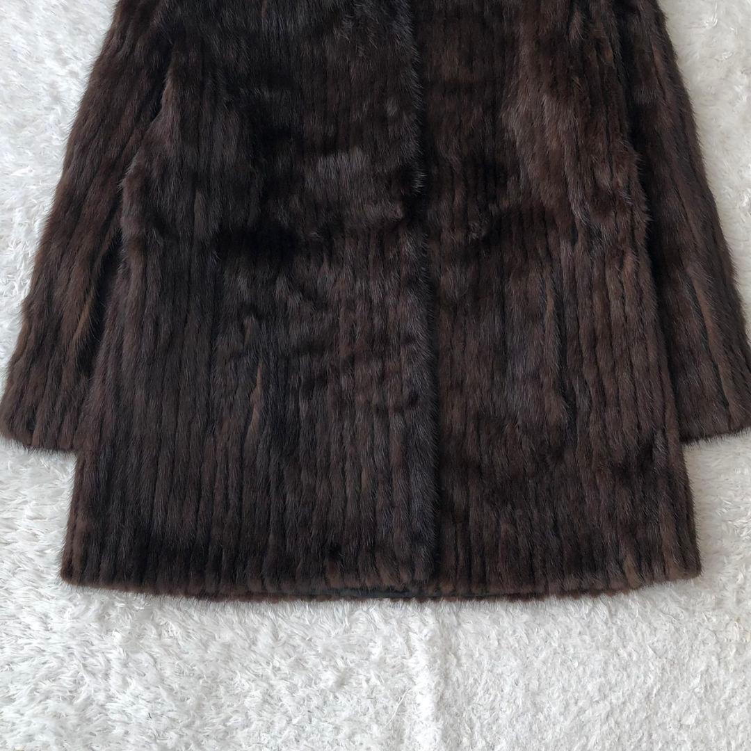 サガミンク ミンクコート ロング フレア L ダークブラウン 高級 モコモコ