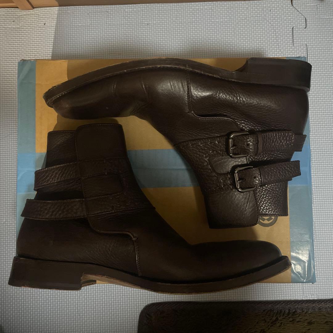 FENDI ジョッパーブーツ レザー ブラウン スクエアトゥ フェンディ