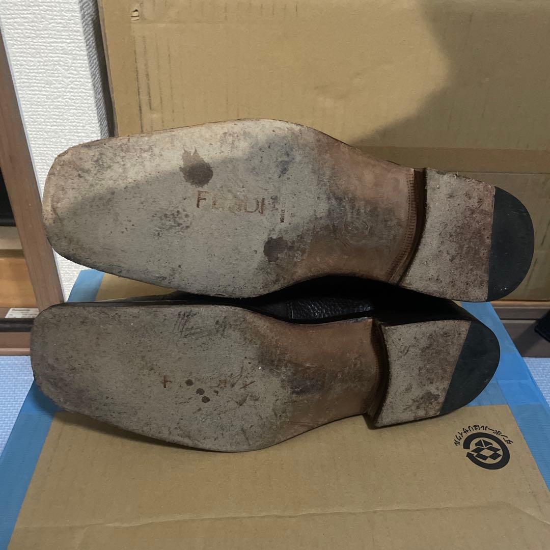 FENDI ジョッパーブーツ レザー ブラウン スクエアトゥ フェンディ