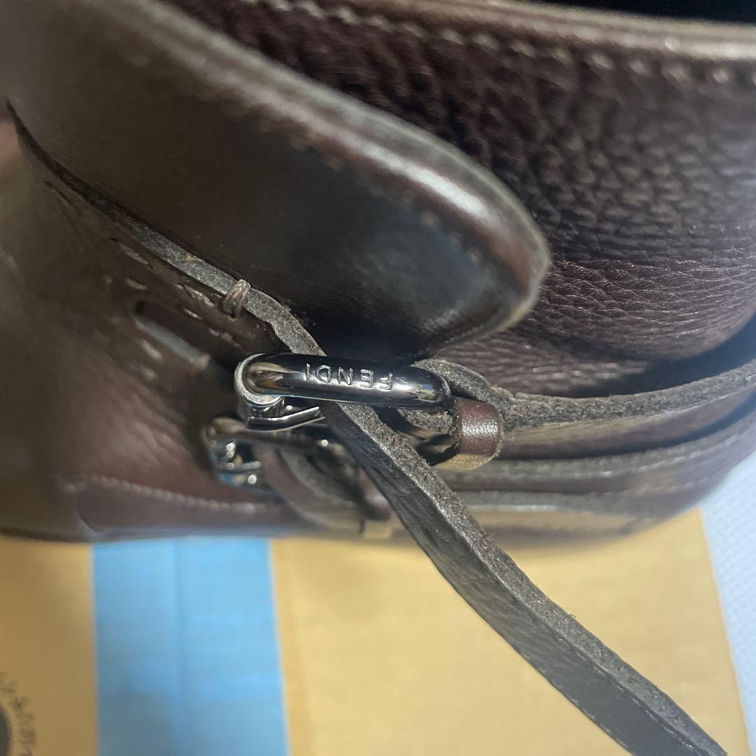 FENDI ジョッパーブーツ レザー ブラウン スクエアトゥ フェンディ