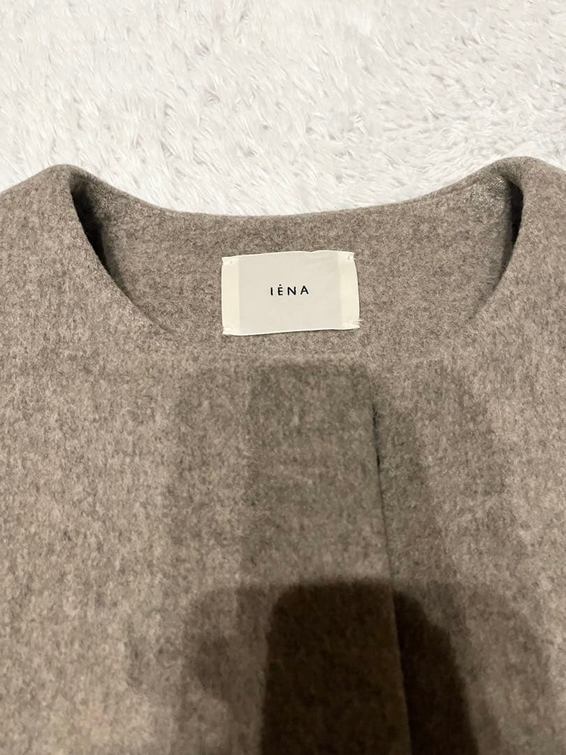 IENA ラムウールノーカラーロングコート